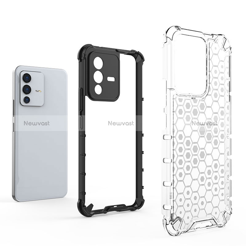 Silicone Transparent Frame Case Cover 360 Degrees AM1 for Vivo V23 5G