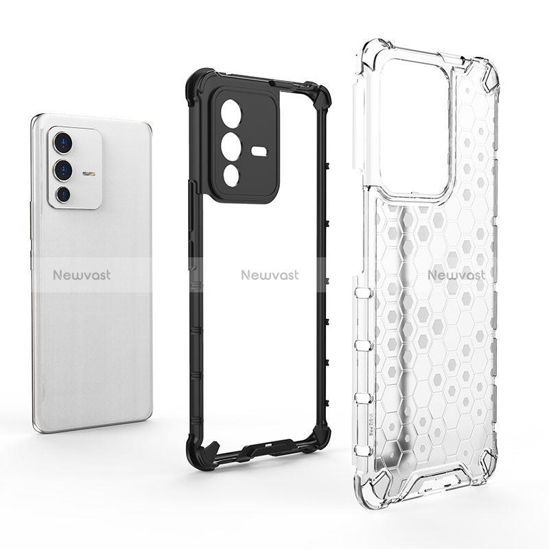 Silicone Transparent Frame Case Cover 360 Degrees AM1 for Vivo V23 Pro 5G