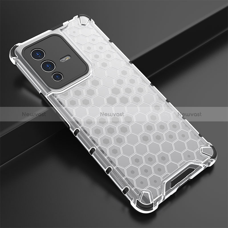 Silicone Transparent Frame Case Cover 360 Degrees AM1 for Vivo V23 Pro 5G