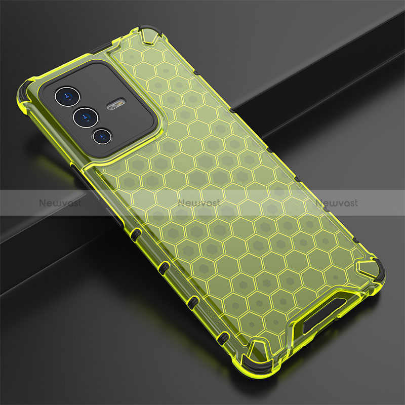 Silicone Transparent Frame Case Cover 360 Degrees AM1 for Vivo V23 Pro 5G Green