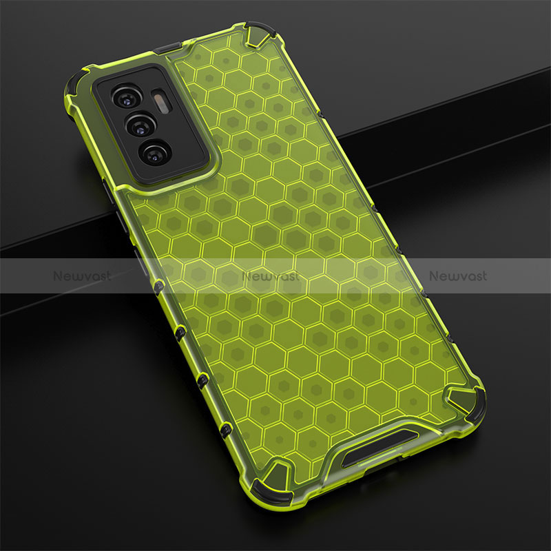 Silicone Transparent Frame Case Cover 360 Degrees AM1 for Vivo V23e 5G Green