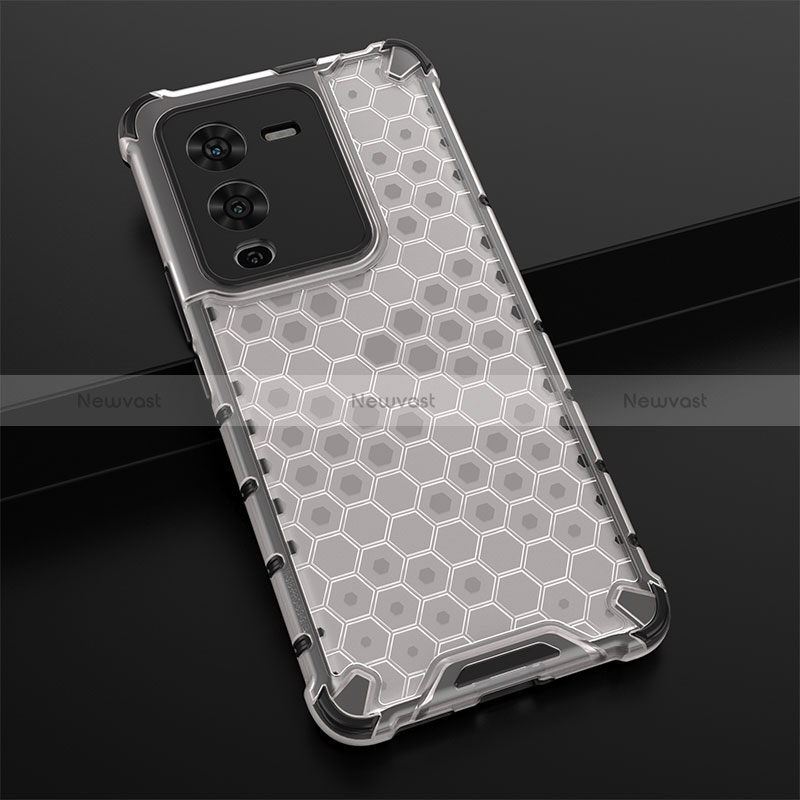 Silicone Transparent Frame Case Cover 360 Degrees AM1 for Vivo V25 Pro 5G White