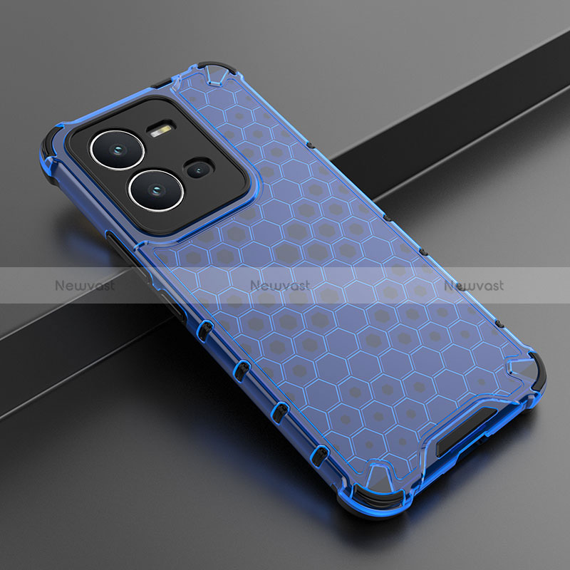 Silicone Transparent Frame Case Cover 360 Degrees AM1 for Vivo V25e Blue