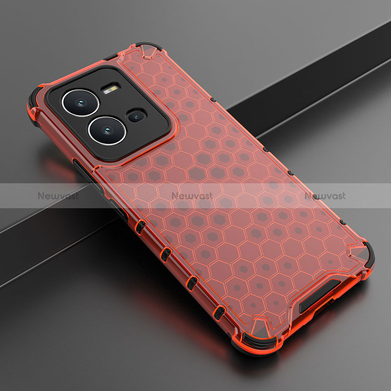 Silicone Transparent Frame Case Cover 360 Degrees AM1 for Vivo V25e Red