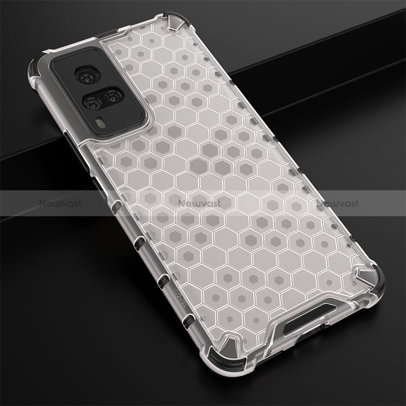 Silicone Transparent Frame Case Cover 360 Degrees AM1 for Vivo X60 Pro 5G White