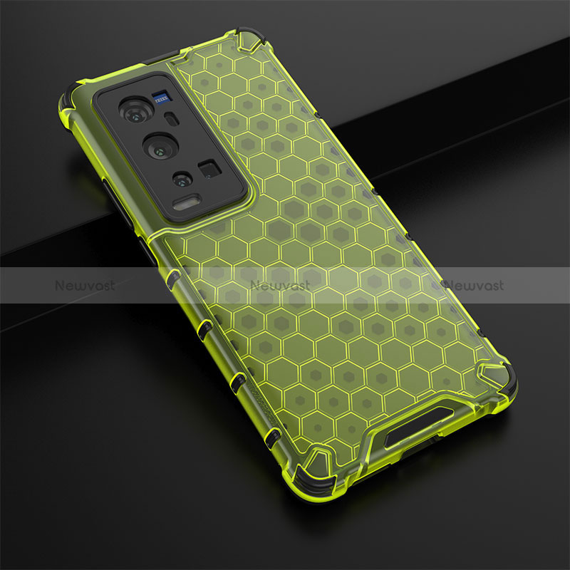 Silicone Transparent Frame Case Cover 360 Degrees AM1 for Vivo X60 Pro+ Plus 5G Green