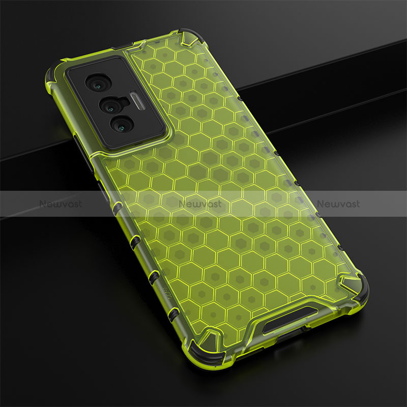 Silicone Transparent Frame Case Cover 360 Degrees AM1 for Vivo X70 5G Green