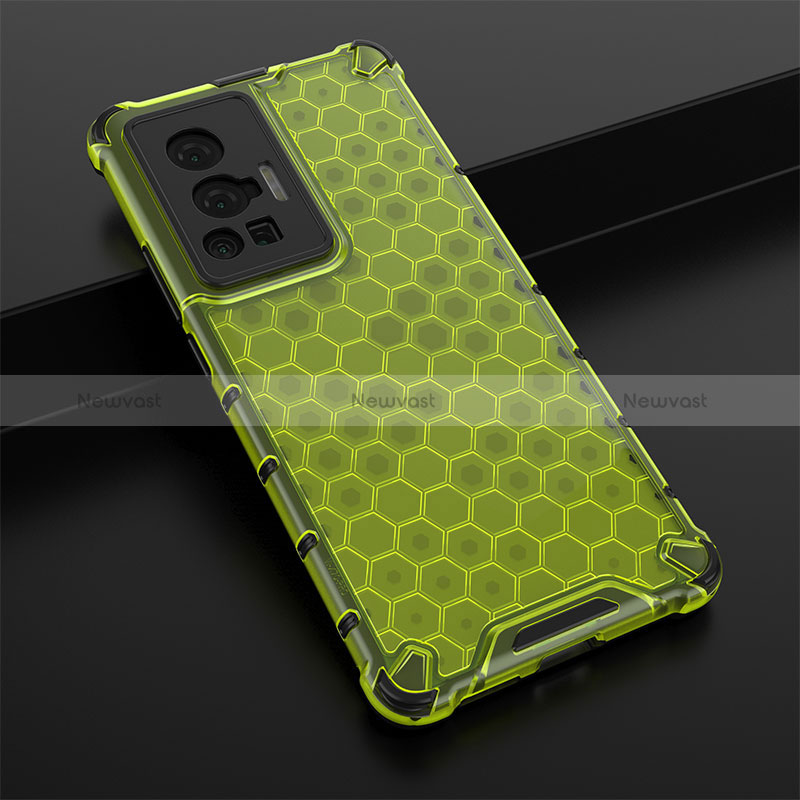 Silicone Transparent Frame Case Cover 360 Degrees AM1 for Vivo X70 Pro 5G Green