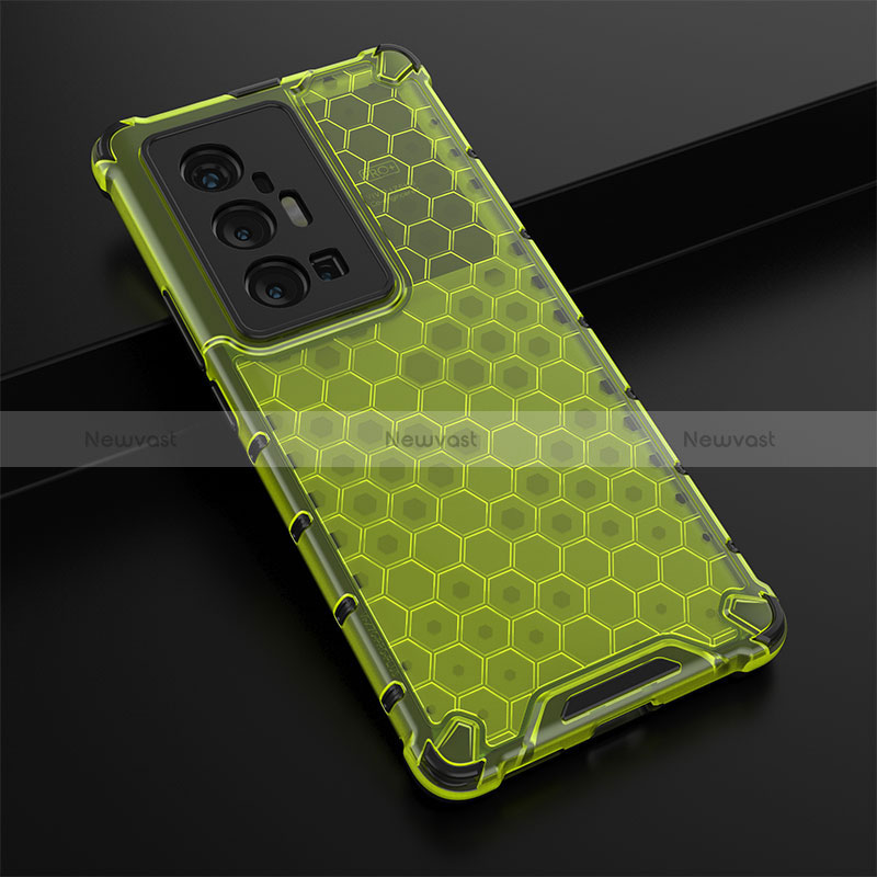 Silicone Transparent Frame Case Cover 360 Degrees AM1 for Vivo X70 Pro+ Plus 5G Green