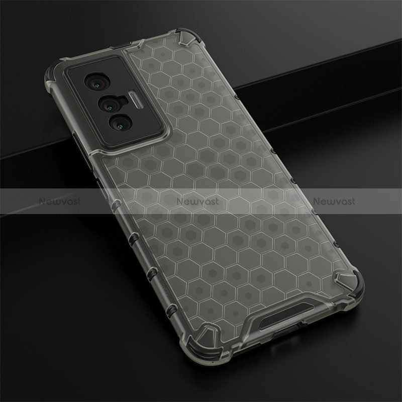 Silicone Transparent Frame Case Cover 360 Degrees AM1 for Vivo X70t Black