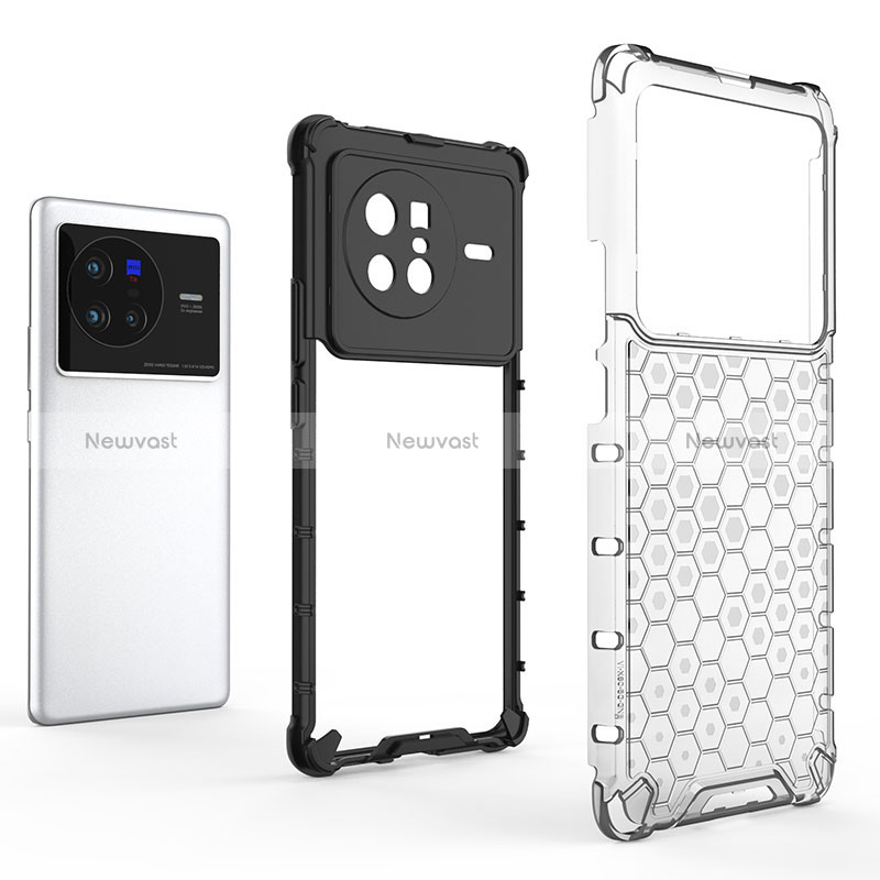 Silicone Transparent Frame Case Cover 360 Degrees AM1 for Vivo X80 5G