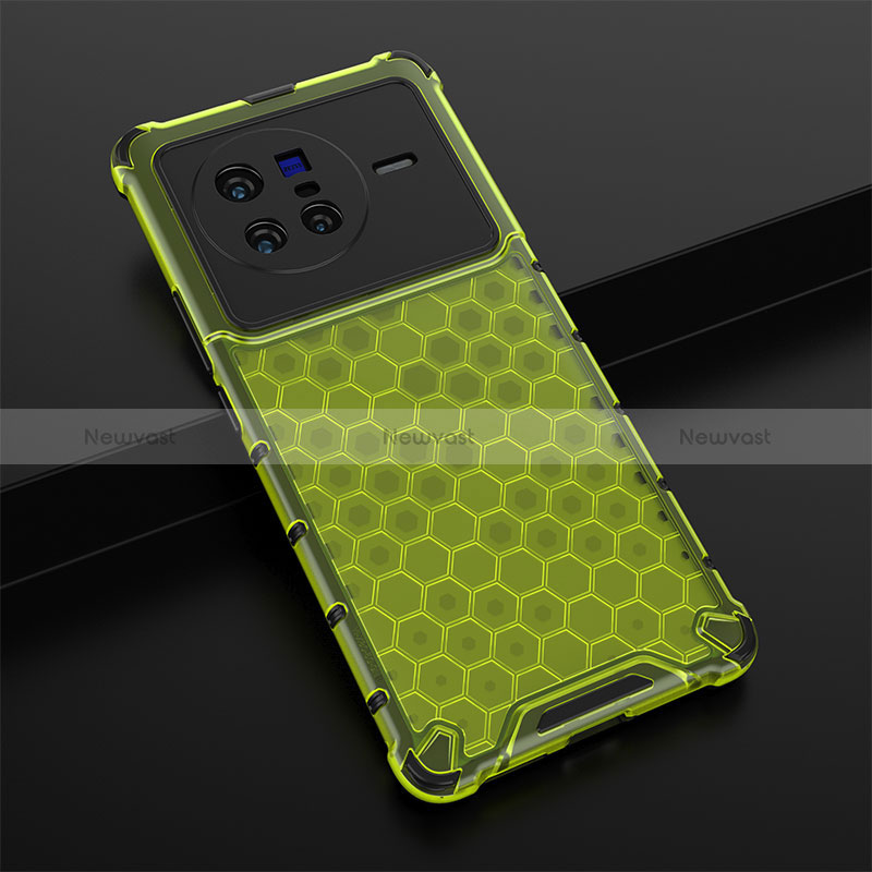 Silicone Transparent Frame Case Cover 360 Degrees AM1 for Vivo X80 5G Green