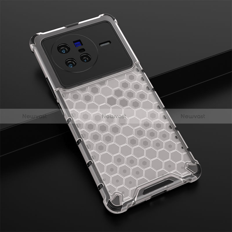 Silicone Transparent Frame Case Cover 360 Degrees AM1 for Vivo X80 5G White