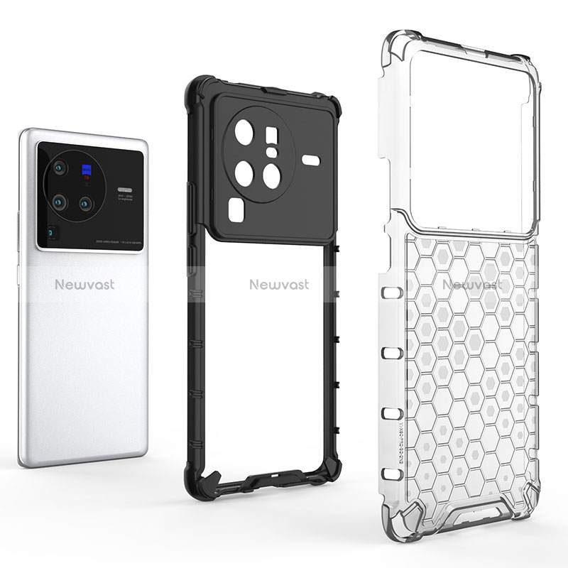 Silicone Transparent Frame Case Cover 360 Degrees AM1 for Vivo X80 Pro 5G