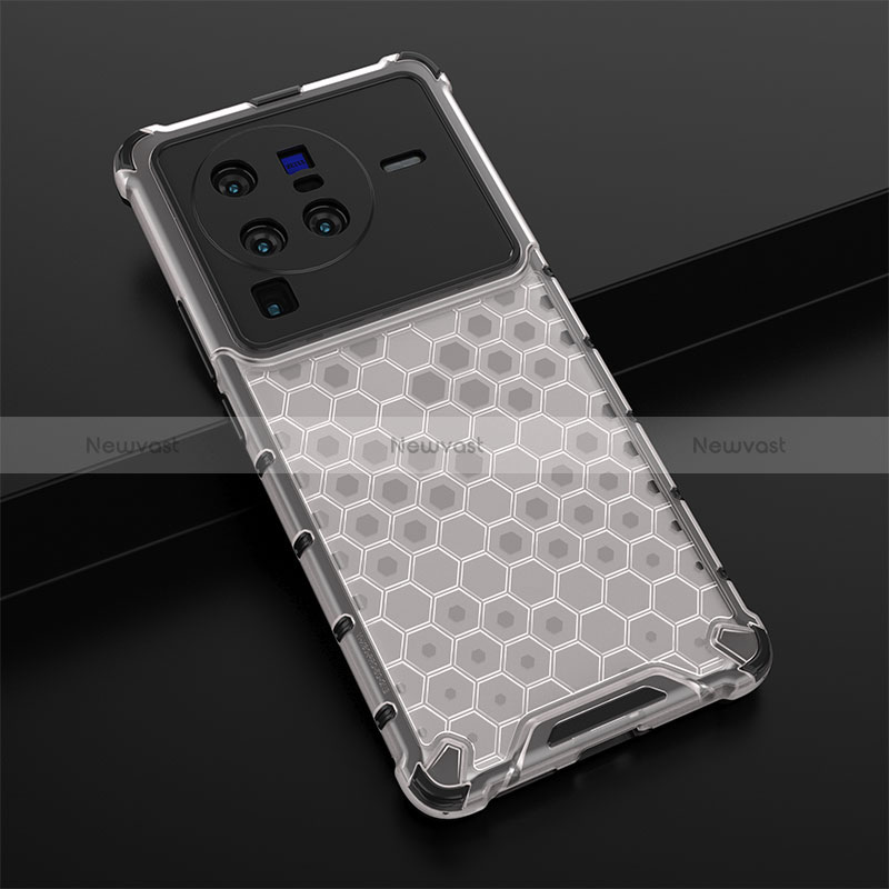 Silicone Transparent Frame Case Cover 360 Degrees AM1 for Vivo X80 Pro 5G White