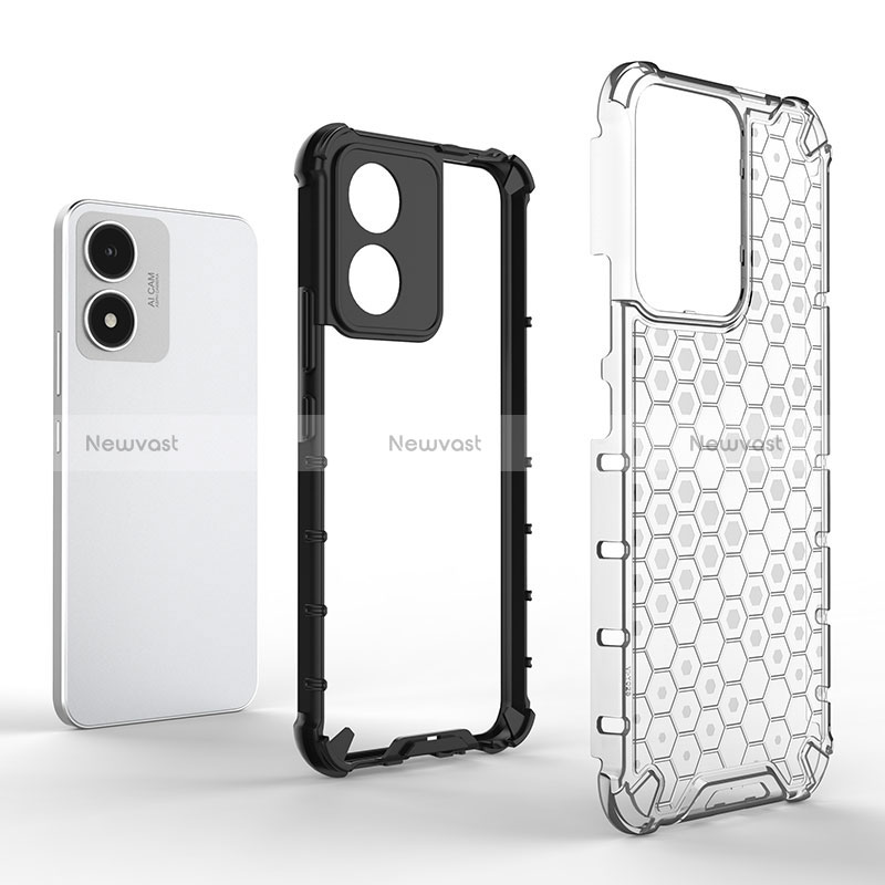 Silicone Transparent Frame Case Cover 360 Degrees AM1 for Vivo Y02S