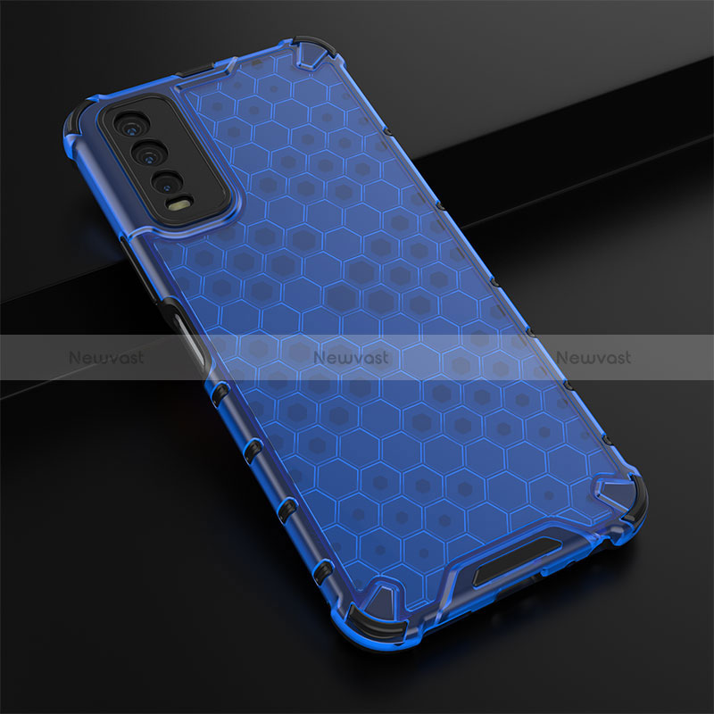 Silicone Transparent Frame Case Cover 360 Degrees AM1 for Vivo Y11s Blue