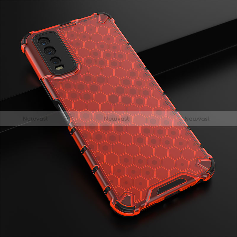 Silicone Transparent Frame Case Cover 360 Degrees AM1 for Vivo Y12A Red