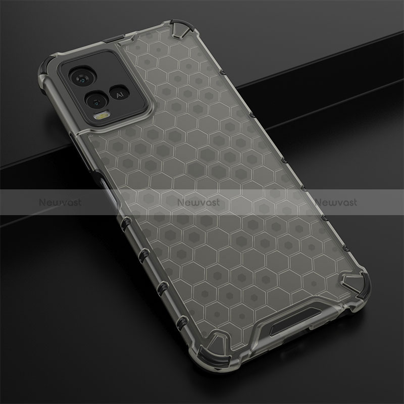 Silicone Transparent Frame Case Cover 360 Degrees AM1 for Vivo Y21 Black