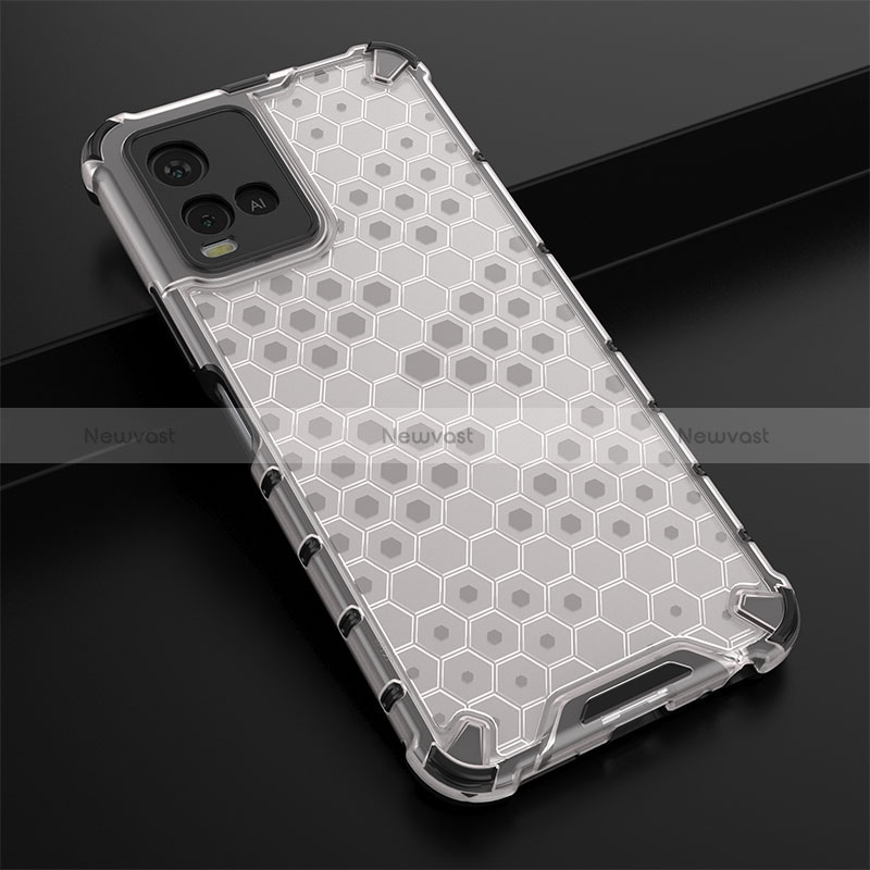 Silicone Transparent Frame Case Cover 360 Degrees AM1 for Vivo Y21 White