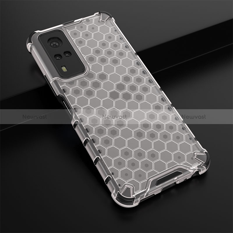 Silicone Transparent Frame Case Cover 360 Degrees AM1 for Vivo Y31 (2021) White