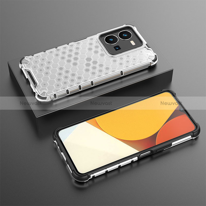 Silicone Transparent Frame Case Cover 360 Degrees AM1 for Vivo Y35 4G