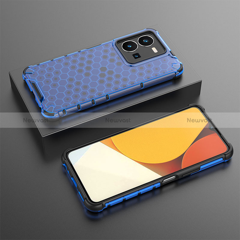 Silicone Transparent Frame Case Cover 360 Degrees AM1 for Vivo Y35 4G