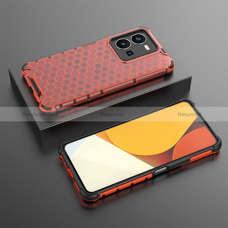 Silicone Transparent Frame Case Cover 360 Degrees AM1 for Vivo Y35 4G