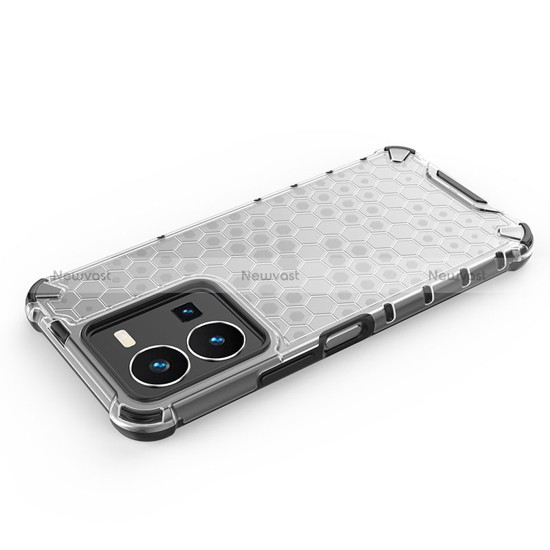 Silicone Transparent Frame Case Cover 360 Degrees AM1 for Vivo Y35 4G