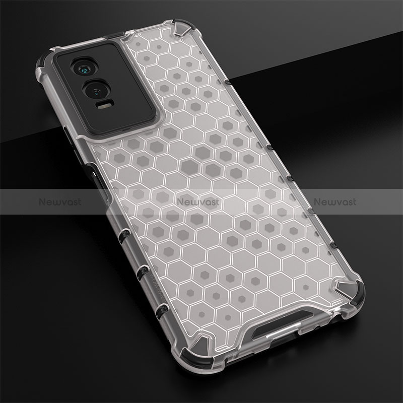 Silicone Transparent Frame Case Cover 360 Degrees AM1 for Vivo Y74s 5G White