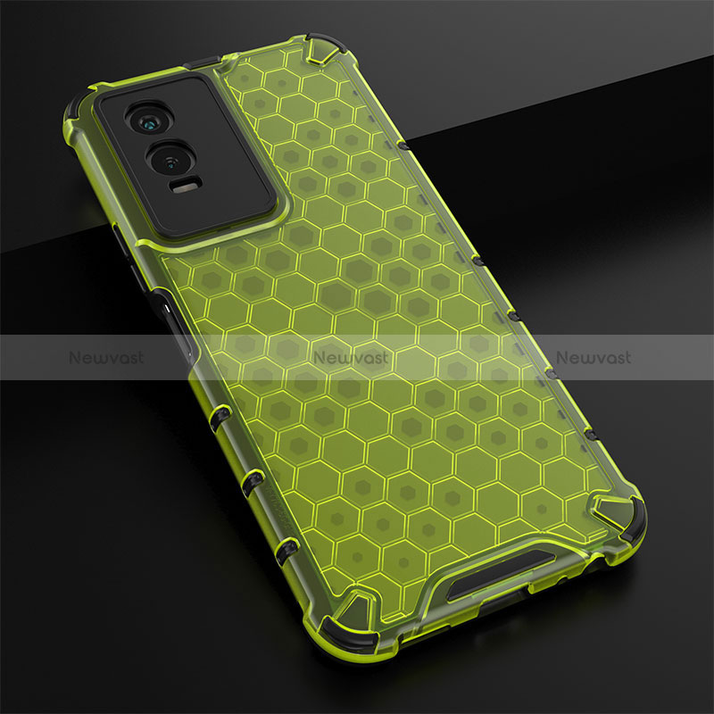 Silicone Transparent Frame Case Cover 360 Degrees AM1 for Vivo Y76s 5G Green