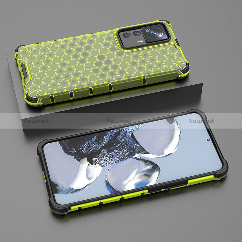 Silicone Transparent Frame Case Cover 360 Degrees AM1 for Xiaomi Mi 12T Pro 5G Green