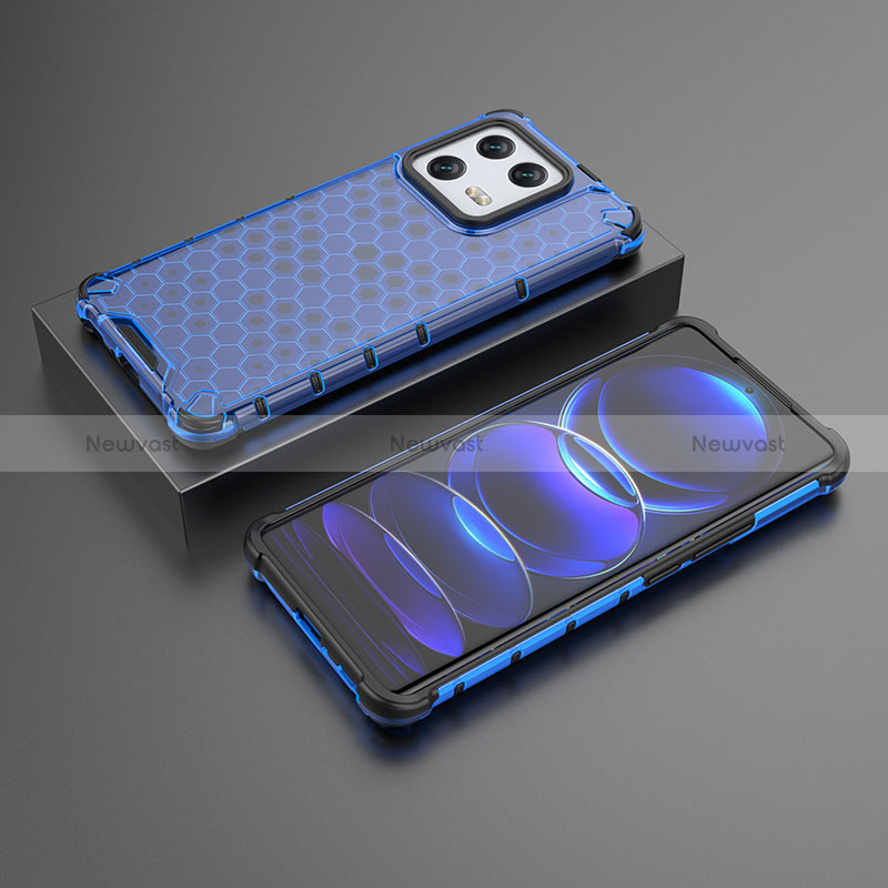 Silicone Transparent Frame Case Cover 360 Degrees AM1 for Xiaomi Mi 13 Pro 5G Blue