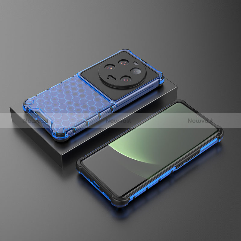 Silicone Transparent Frame Case Cover 360 Degrees AM1 for Xiaomi Mi 13 Ultra 5G Blue