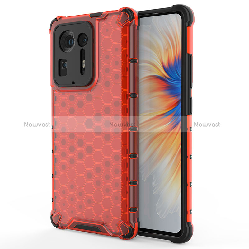 Silicone Transparent Frame Case Cover 360 Degrees AM1 for Xiaomi Mi Mix 4 5G Red