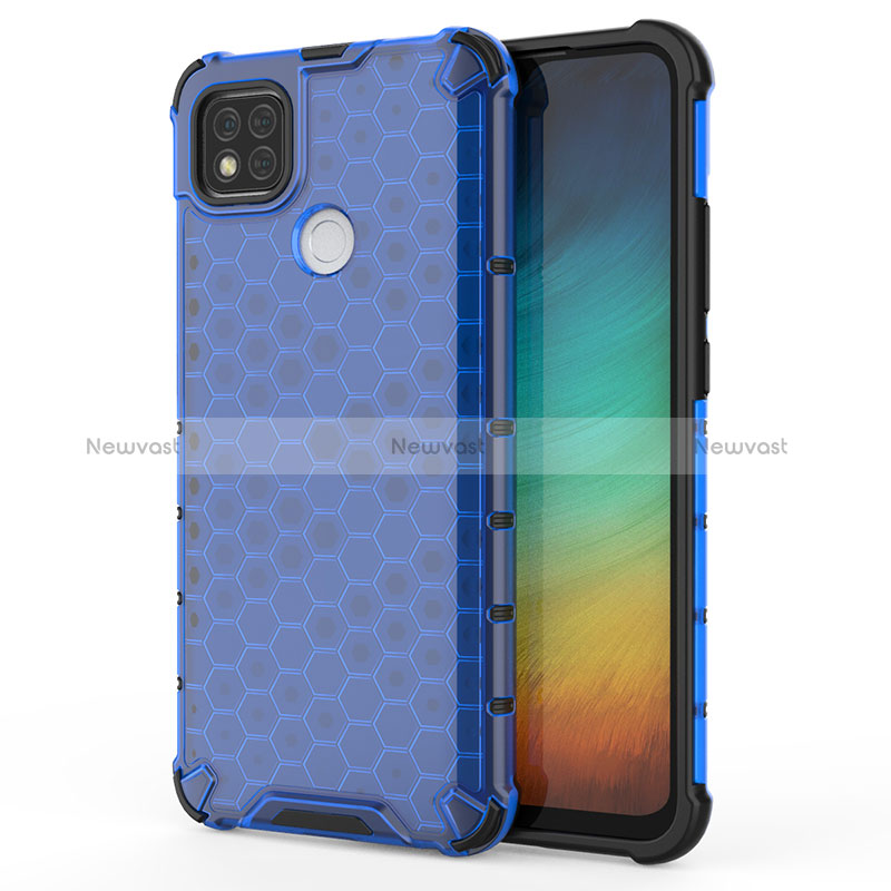 Silicone Transparent Frame Case Cover 360 Degrees AM1 for Xiaomi POCO C3 Blue