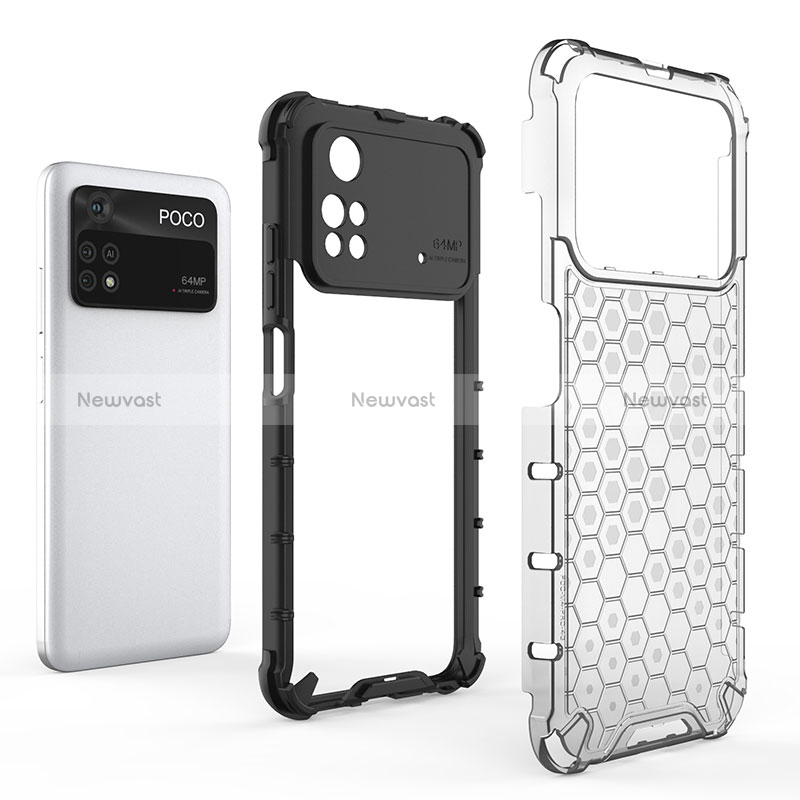 Silicone Transparent Frame Case Cover 360 Degrees AM1 for Xiaomi Poco M4 Pro 4G