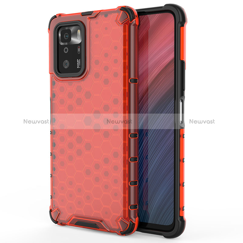 Silicone Transparent Frame Case Cover 360 Degrees AM1 for Xiaomi Poco X3 GT 5G Red