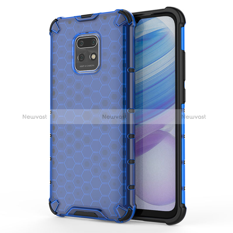 Silicone Transparent Frame Case Cover 360 Degrees AM1 for Xiaomi Redmi 10X Pro 5G Blue