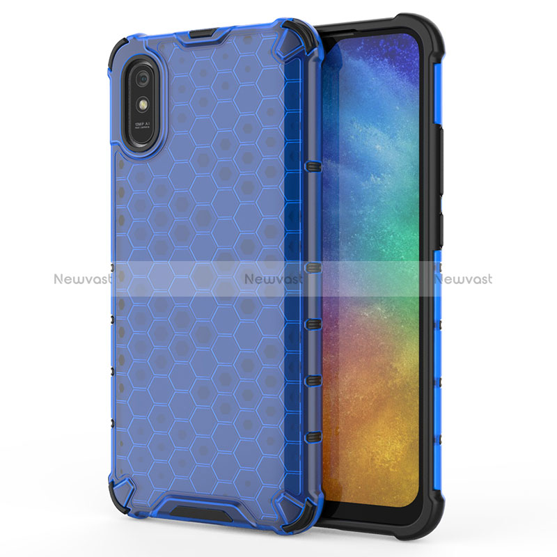 Silicone Transparent Frame Case Cover 360 Degrees AM1 for Xiaomi Redmi 9A Blue