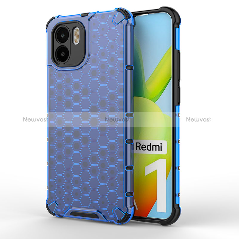 Silicone Transparent Frame Case Cover 360 Degrees AM1 for Xiaomi Redmi A1 Blue