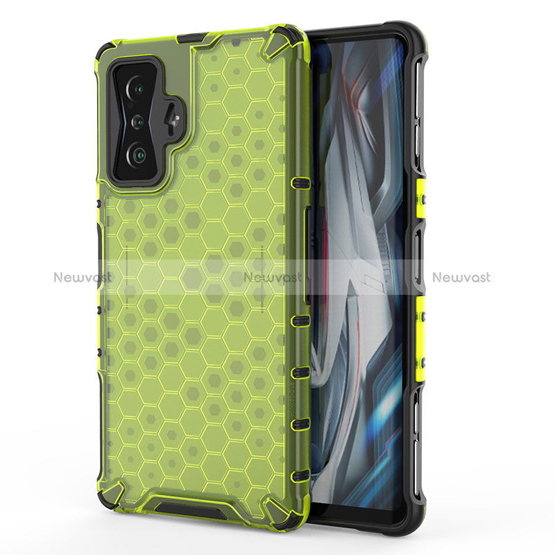 Silicone Transparent Frame Case Cover 360 Degrees AM1 for Xiaomi Redmi K50 Gaming AMG F1 5G Green