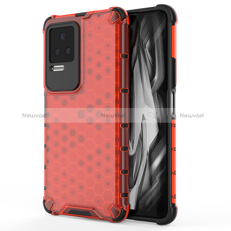 Silicone Transparent Frame Case Cover 360 Degrees AM1 for Xiaomi Redmi K50 Pro 5G Red