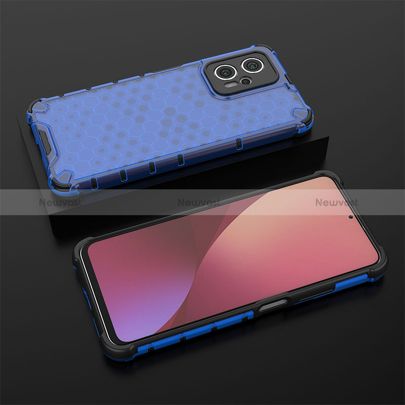 Silicone Transparent Frame Case Cover 360 Degrees AM1 for Xiaomi Redmi K50i 5G Blue