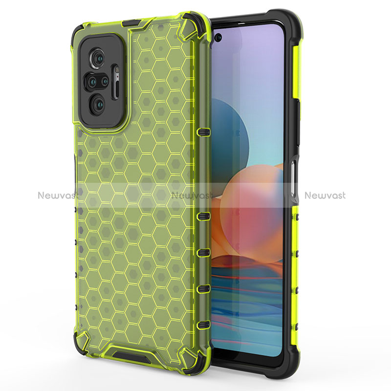 Silicone Transparent Frame Case Cover 360 Degrees AM1 for Xiaomi Redmi Note 10 Pro 4G Green