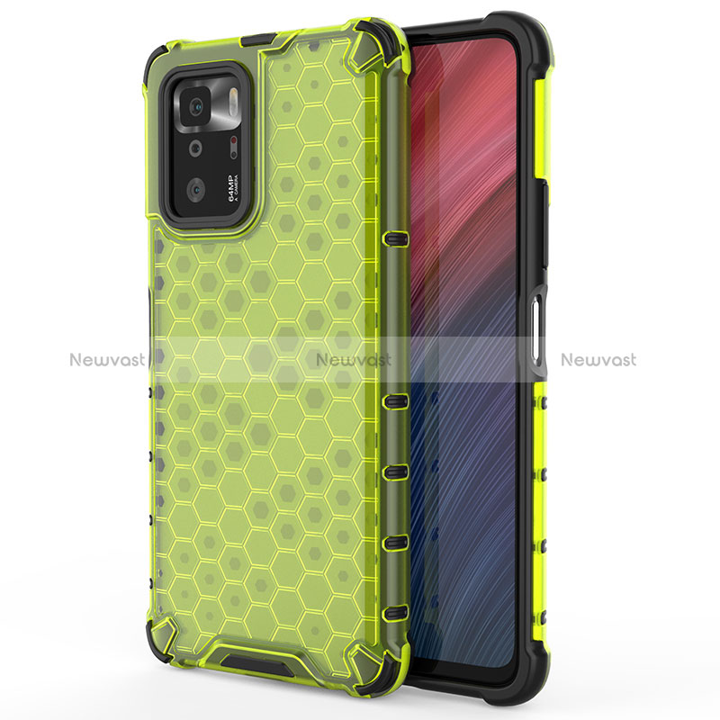 Silicone Transparent Frame Case Cover 360 Degrees AM1 for Xiaomi Redmi Note 10 Pro 5G Green