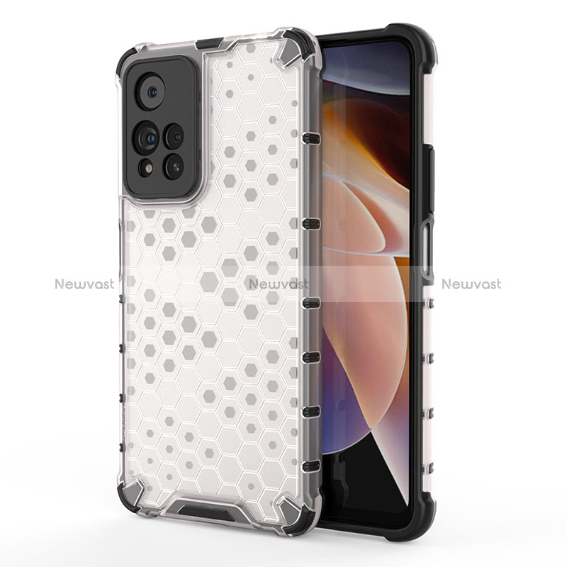 Silicone Transparent Frame Case Cover 360 Degrees AM1 for Xiaomi Redmi Note 11 Pro+ Plus 5G White