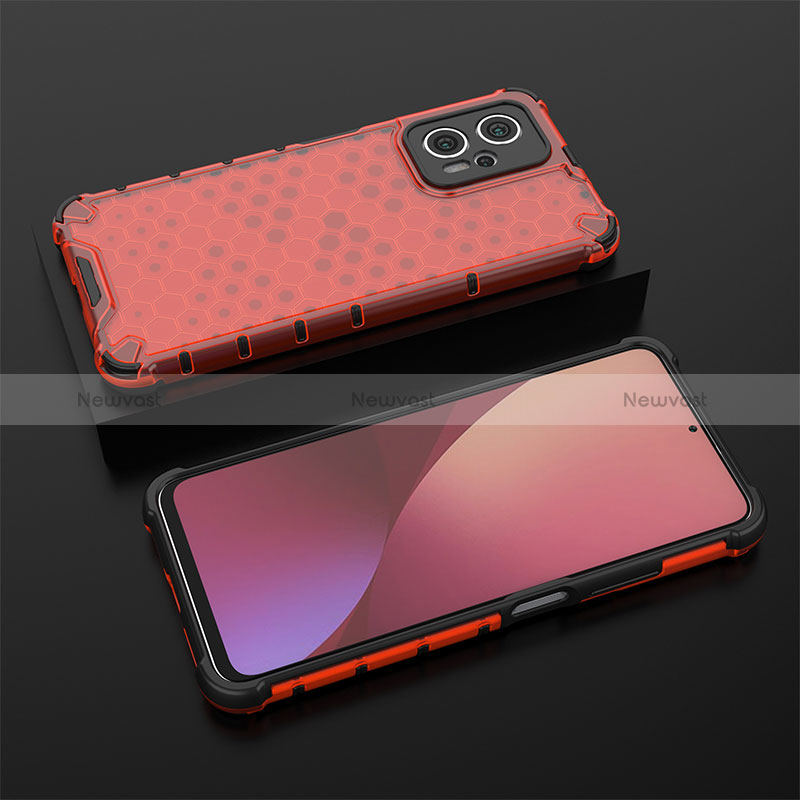 Silicone Transparent Frame Case Cover 360 Degrees AM1 for Xiaomi Redmi Note 11T Pro 5G Red