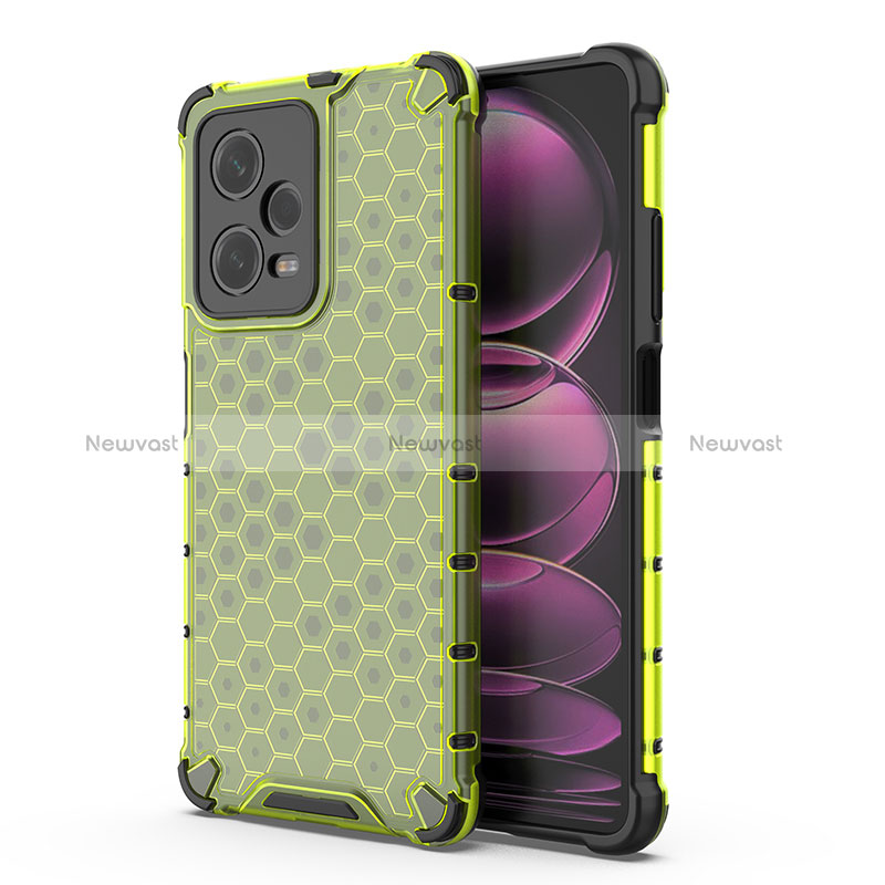 Silicone Transparent Frame Case Cover 360 Degrees AM1 for Xiaomi Redmi Note 12 Pro 5G Green