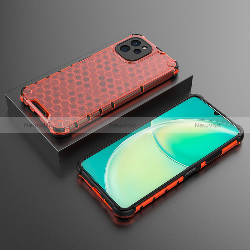 Silicone Transparent Frame Case Cover 360 Degrees AM2 for Huawei Enjoy 50z Red